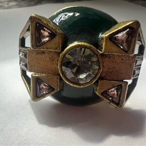 Lia Sophia Green and Gold Art Deco Ring